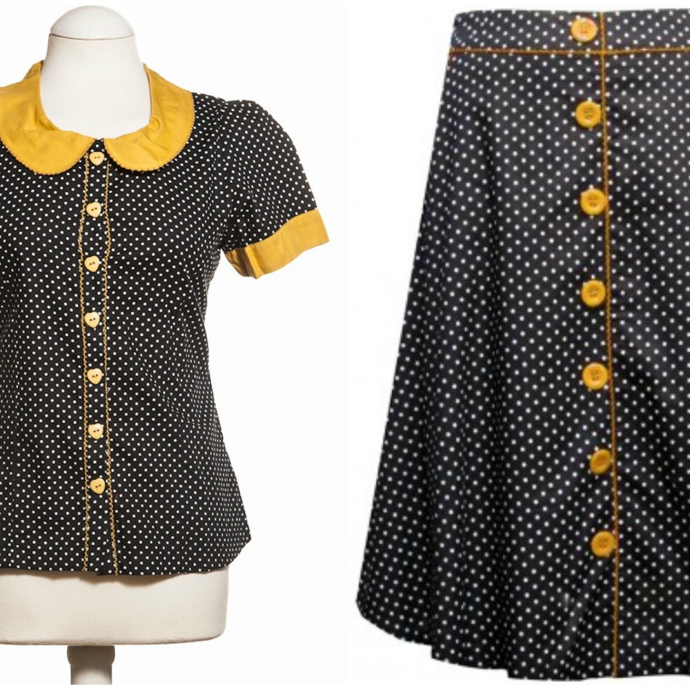 ModCloth Polka Dot Skirt Blouse Set